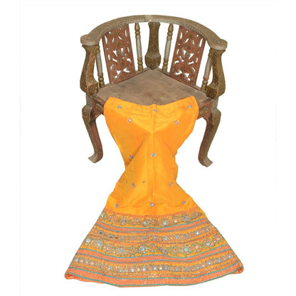 Sanskriti Vintage Yellow Long Stitched IndianWedding Lehenga Pure Silk Hand Bead