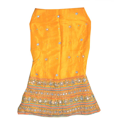 Sanskriti Vintage Yellow Long Stitched IndianWedding Lehenga Pure Silk Hand Bead
