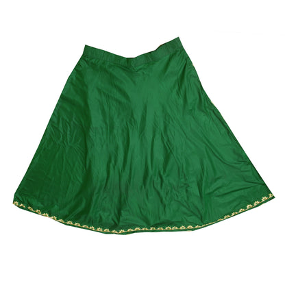 Sanskriti Vintage Green Long Stitched Lehenga 100% Pure Silk Solid & Embroidered