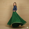 Sanskriti Vintage Green Long Stitched Lehenga 100% Pure Silk Solid & Embroidered