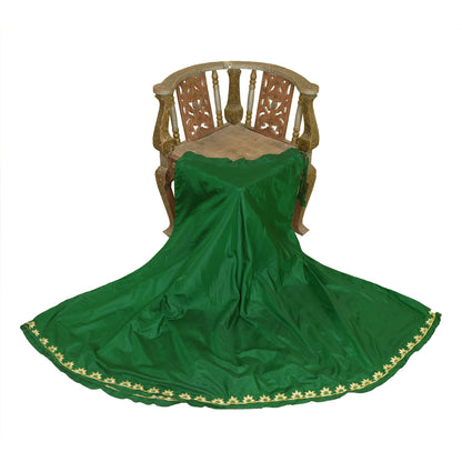 Sanskriti Vintage Green Long Stitched Lehenga 100% Pure Silk Solid & Embroidered