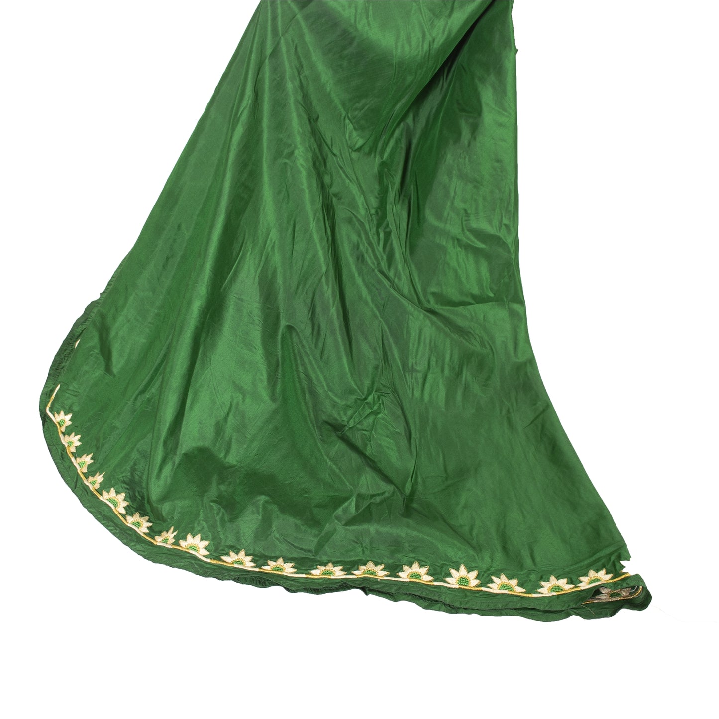 Sanskriti Vintage Green Long Stitched Lehenga 100% Pure Silk Solid & Embroidered