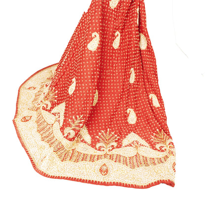 Sanskriti Vintage Red Long Stitched Lehenga Art Silk Hand Embroidered Zardozi