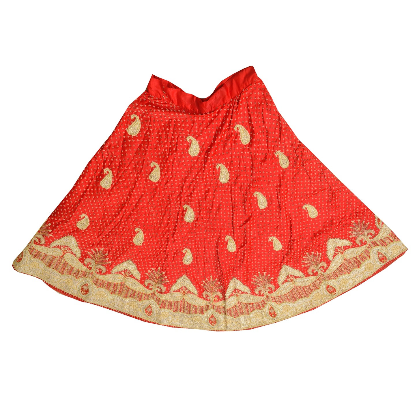 Sanskriti Vintage Red Long Stitched Lehenga Art Silk Hand Embroidered Zardozi