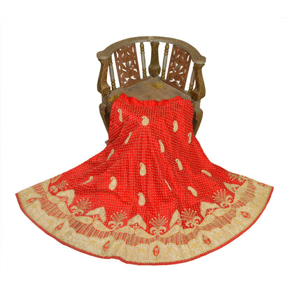 Sanskriti Vintage Red Long Stitched Lehenga Art Silk Hand Embroidered Zardozi