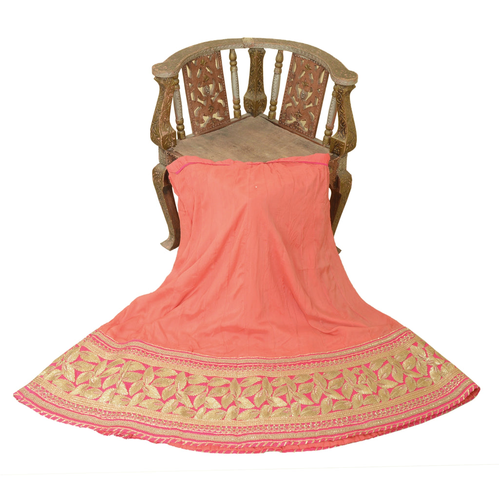 Sanskriti Vintage Pink Long Stitched Lehenga Pure Chiffon Hand Embroidered Gota