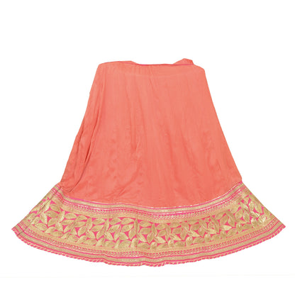 Sanskriti Vintage Pink Long Stitched Lehenga Pure Chiffon Hand Embroidered Gota