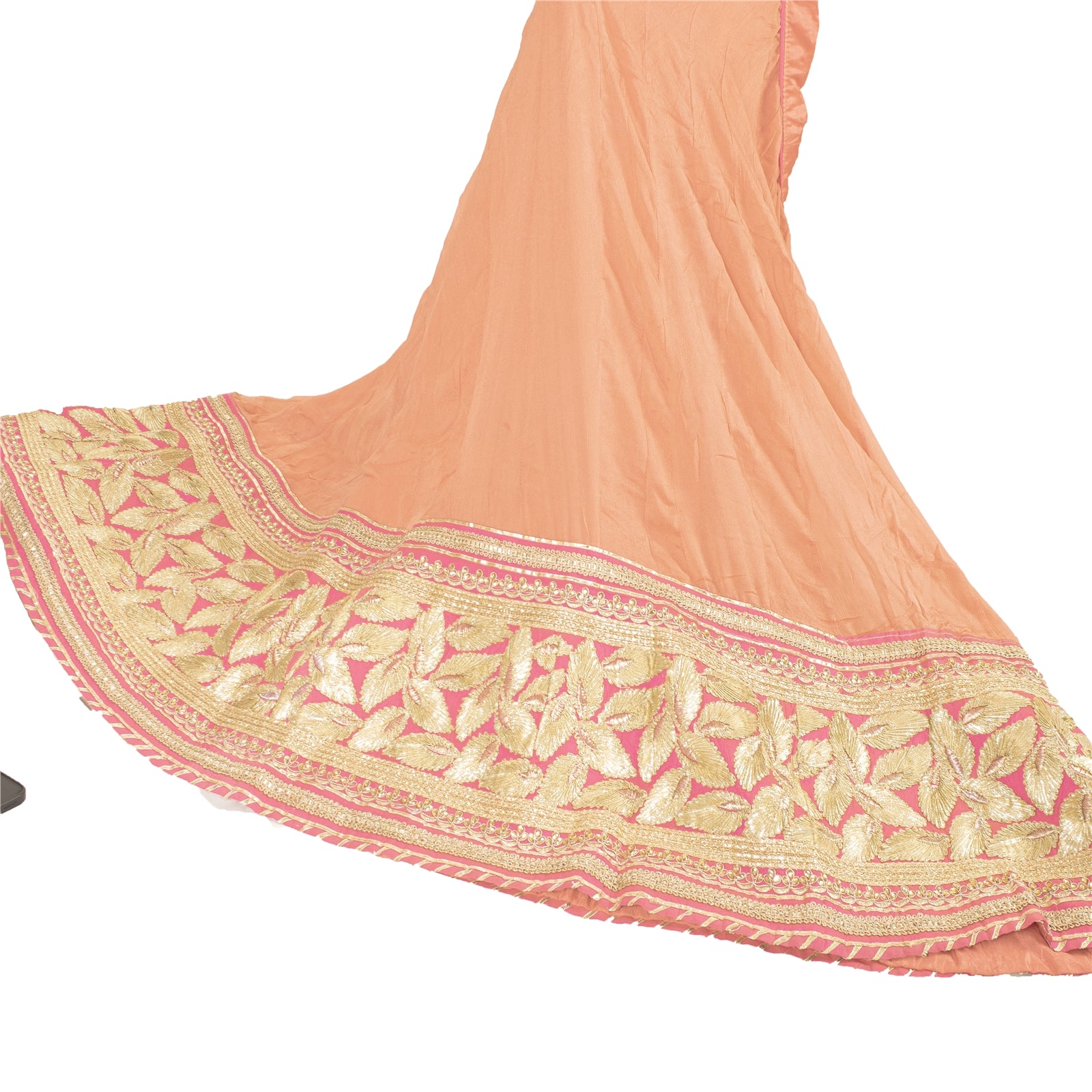 Sanskriti Vintage Pink Long Stitched Lehenga Pure Chiffon Hand Embroidered Gota