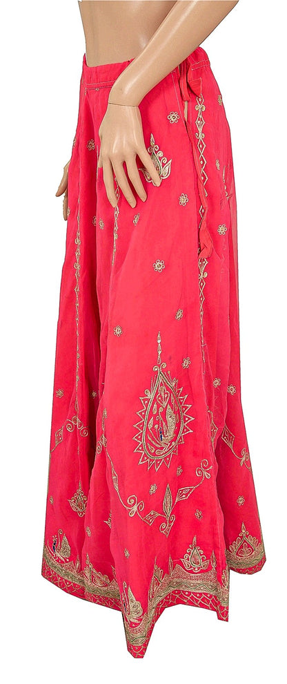 Sanskriti Vintage Pink Long Stitched Lehenga Wedding Georgette Hand Bead Zardozi