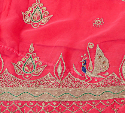 Sanskriti Vintage Pink Long Stitched Lehenga Wedding Georgette Hand Bead Zardozi