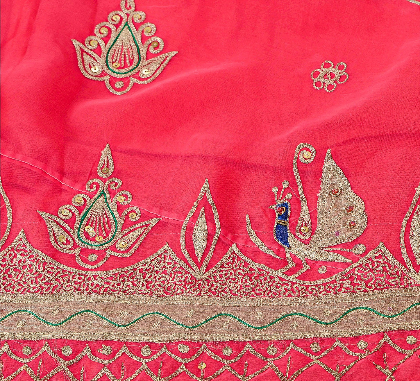 Sanskriti Vintage Pink Long Stitched Lehenga Wedding Georgette Hand Bead Zardozi