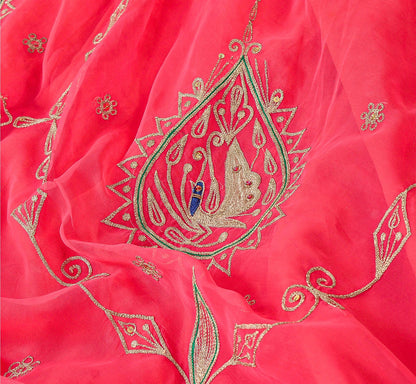 Sanskriti Vintage Pink Long Stitched Lehenga Wedding Georgette Hand Bead Zardozi
