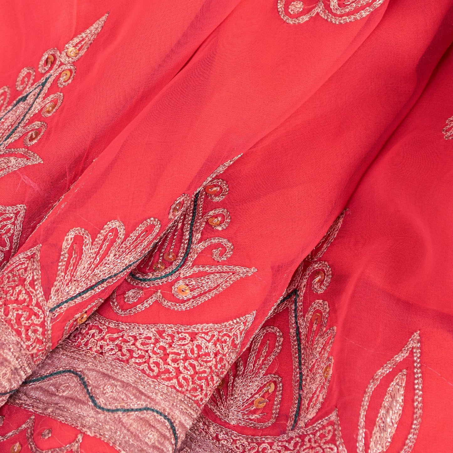 Sanskriti Vintage Pink Long Stitched Lehenga Wedding Georgette Hand Bead Zardozi