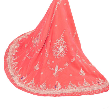 Sanskriti Vintage Pink Long Stitched Lehenga Wedding Georgette Hand Bead Zardozi