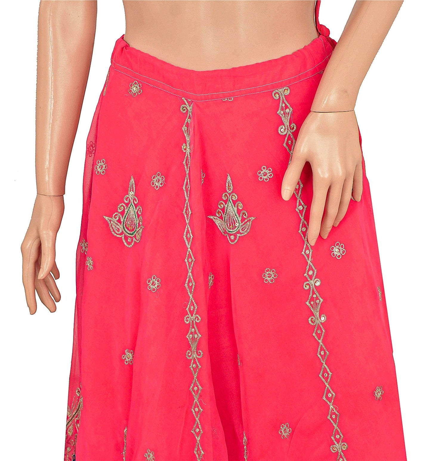 Sanskriti Vintage Pink Long Stitched Lehenga Wedding Georgette Hand Bead Zardozi