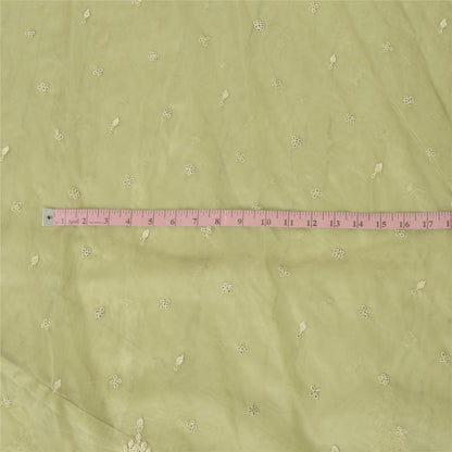 Sanskriti Vintage Green Long Unstitched Lehenga Net Mesh Hand Embroidery Zardozi