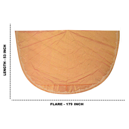 Sanskriti Vintage Long Unstitched Orange Lehenga Pure Tissue Hand Embroidered