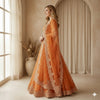 Sanskriti Vintage Long Unstitched Orange Lehenga Pure Tissue Hand Embroidered
