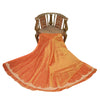Sanskriti Vintage Long Unstitched Orange Lehenga Pure Tissue Silk Hand Embroidered