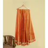 Sanskriti Vintage Long Unstitched Orange Lehenga Pure Tissue Silk Hand Embroidered