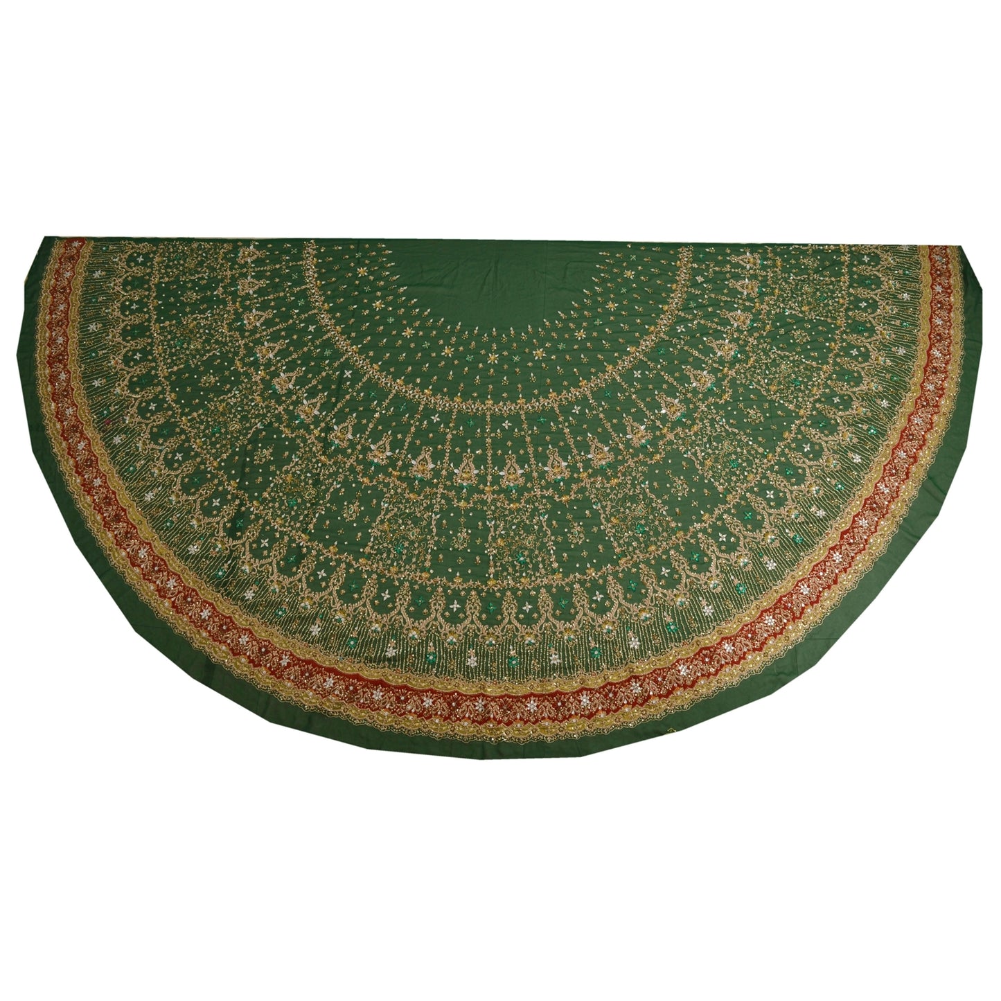 Sanskriti Vintage Green Long Unstitched Lehenga Pure Georgette Hand Beaded Zari