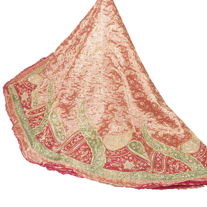 Sanskriti Vintage Pink Long Unstitched Lehenga Pure Tissue Hand Bead Woven Zari