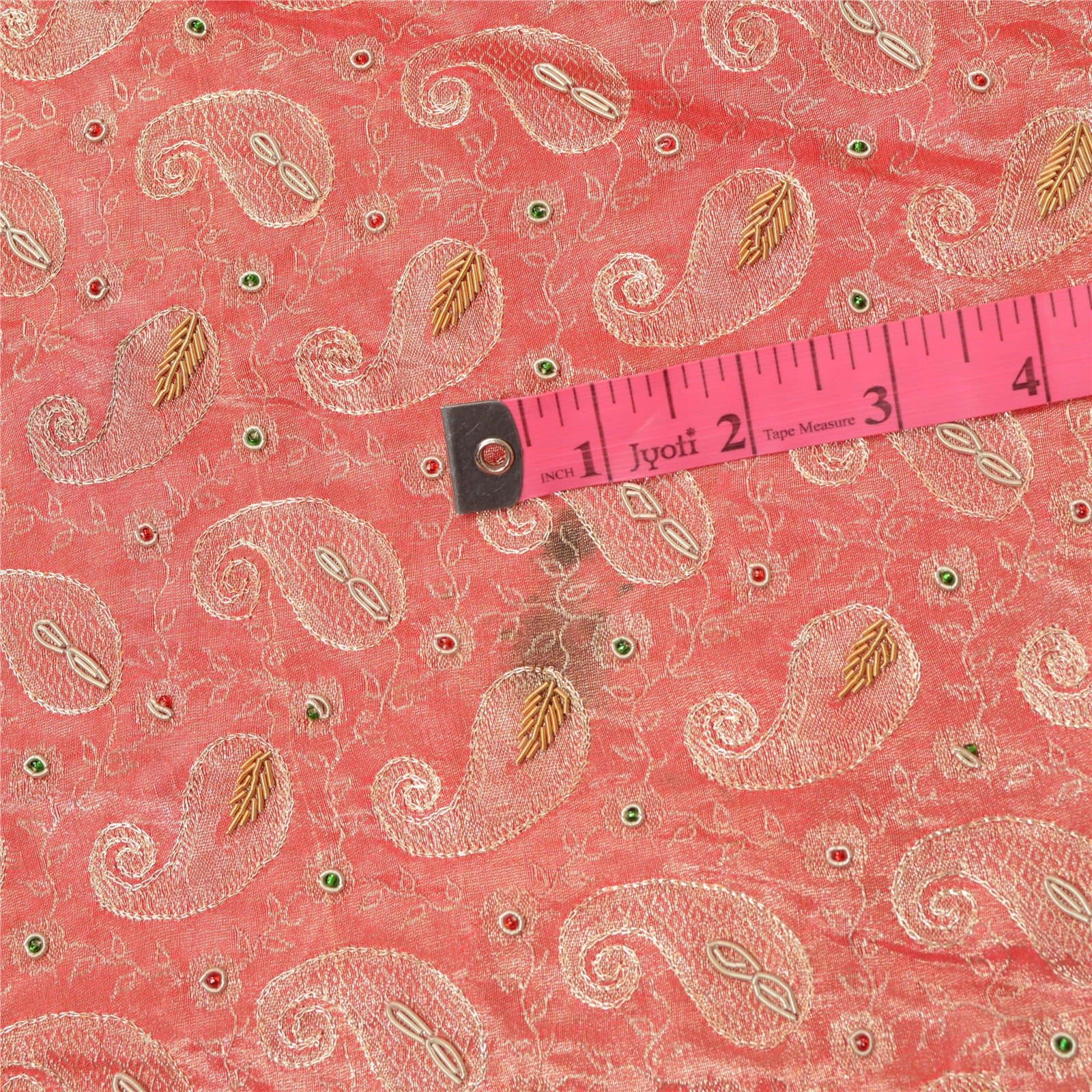 Sanskriti Vintage Pink Long Unstitched Lehenga Pure Tissue Hand Bead Woven Zari