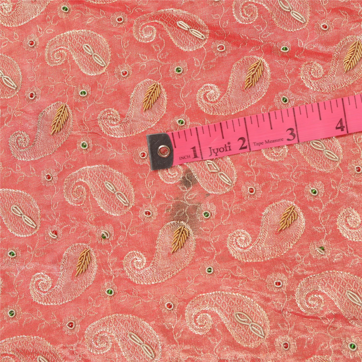 Sanskriti Vintage Pink Long Unstitched Lehenga Pure Tissue Hand Bead Woven Zari