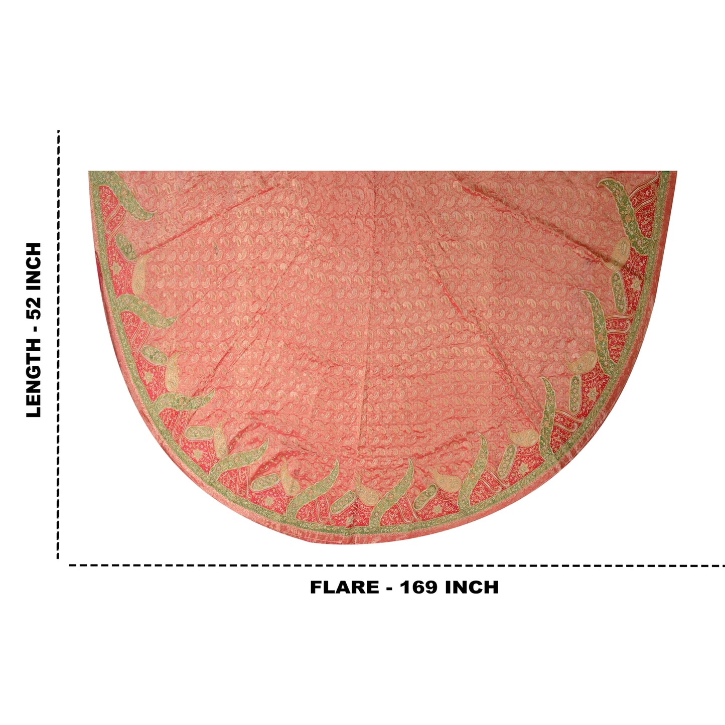 Sanskriti Vintage Pink Long Unstitched Lehenga Pure Tissue Hand Bead Woven Zari