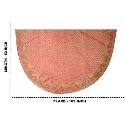 Sanskriti Vintage Pink Long Unstitched Lehenga Pure Tissue Hand Bead Woven Zari