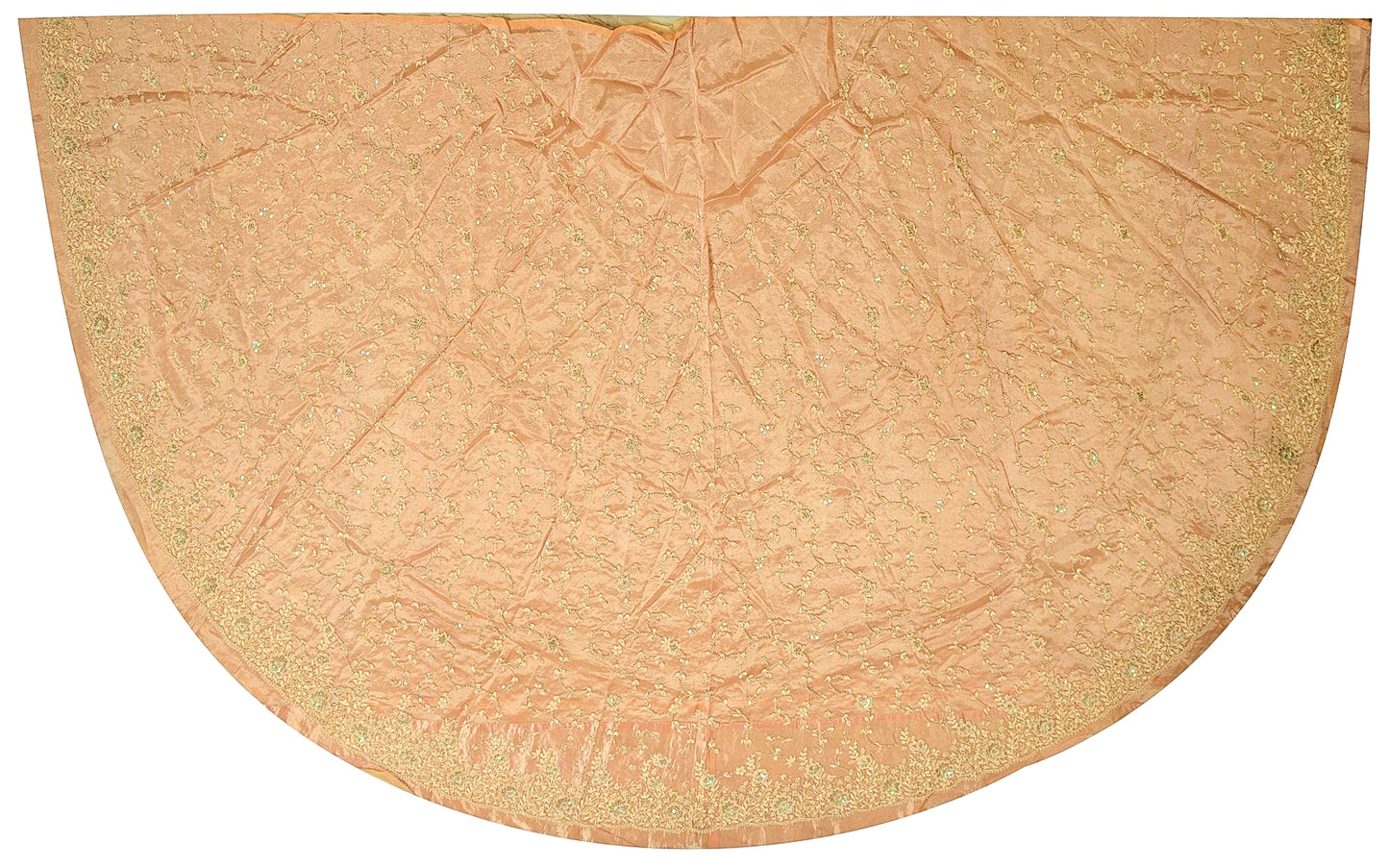 Sanskriti Vintage Golden Long Unstitched Lehenga Pure Tissue Hand Beaded Dabka