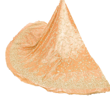Sanskriti Vintage Golden Long Unstitched Lehenga Pure Tissue Hand Beaded Dabka