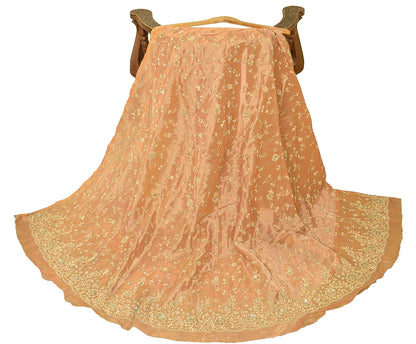 Sanskriti Vintage Golden Long Unstitched Lehenga Pure Tissue Hand Beaded Dabka