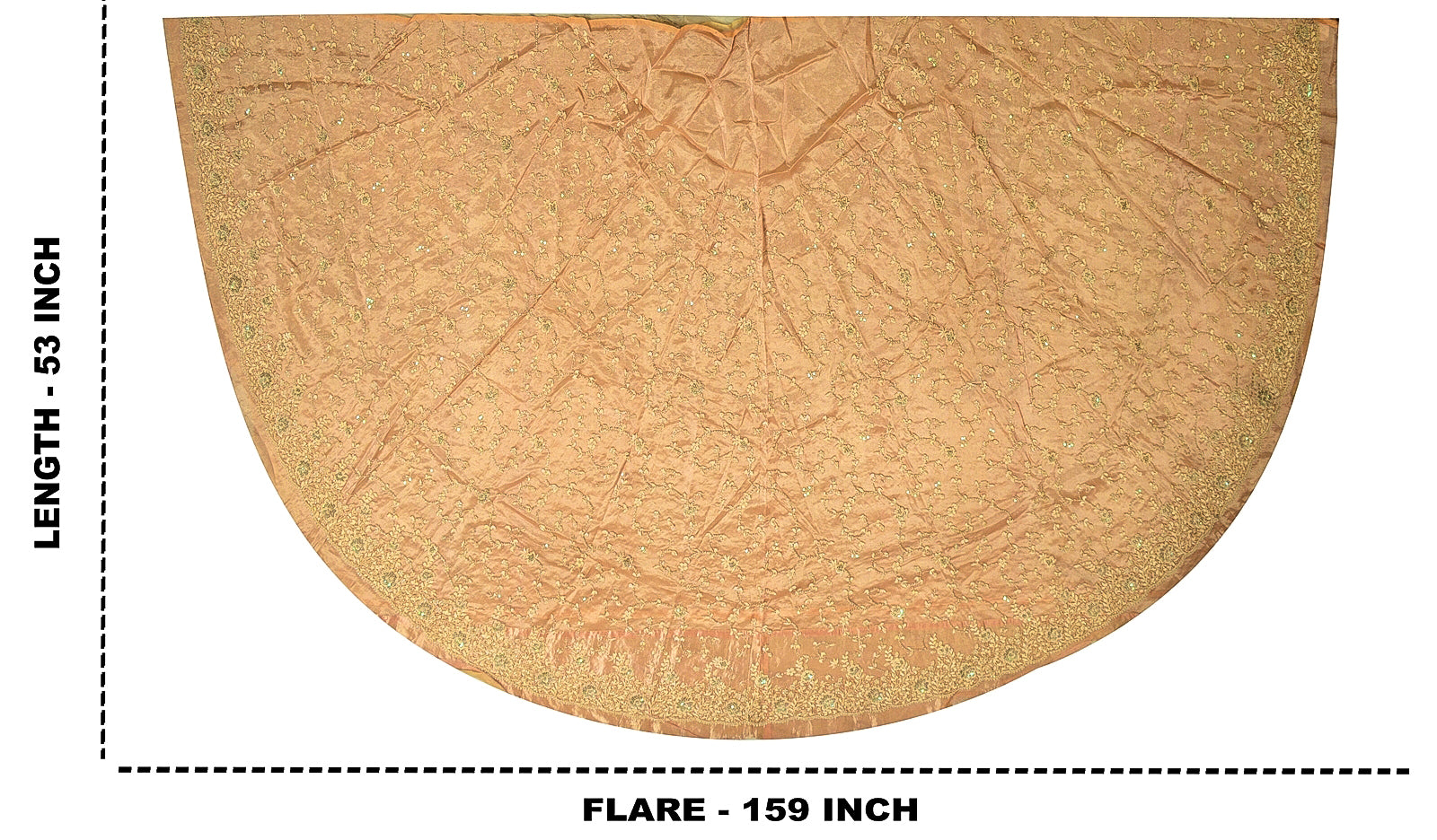 Sanskriti Vintage Golden Long Unstitched Lehenga Pure Tissue Hand Beaded Dabka