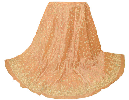 Sanskriti Vintage Golden Long Unstitched Lehenga Pure Tissue Silk Hand Beaded Dabka