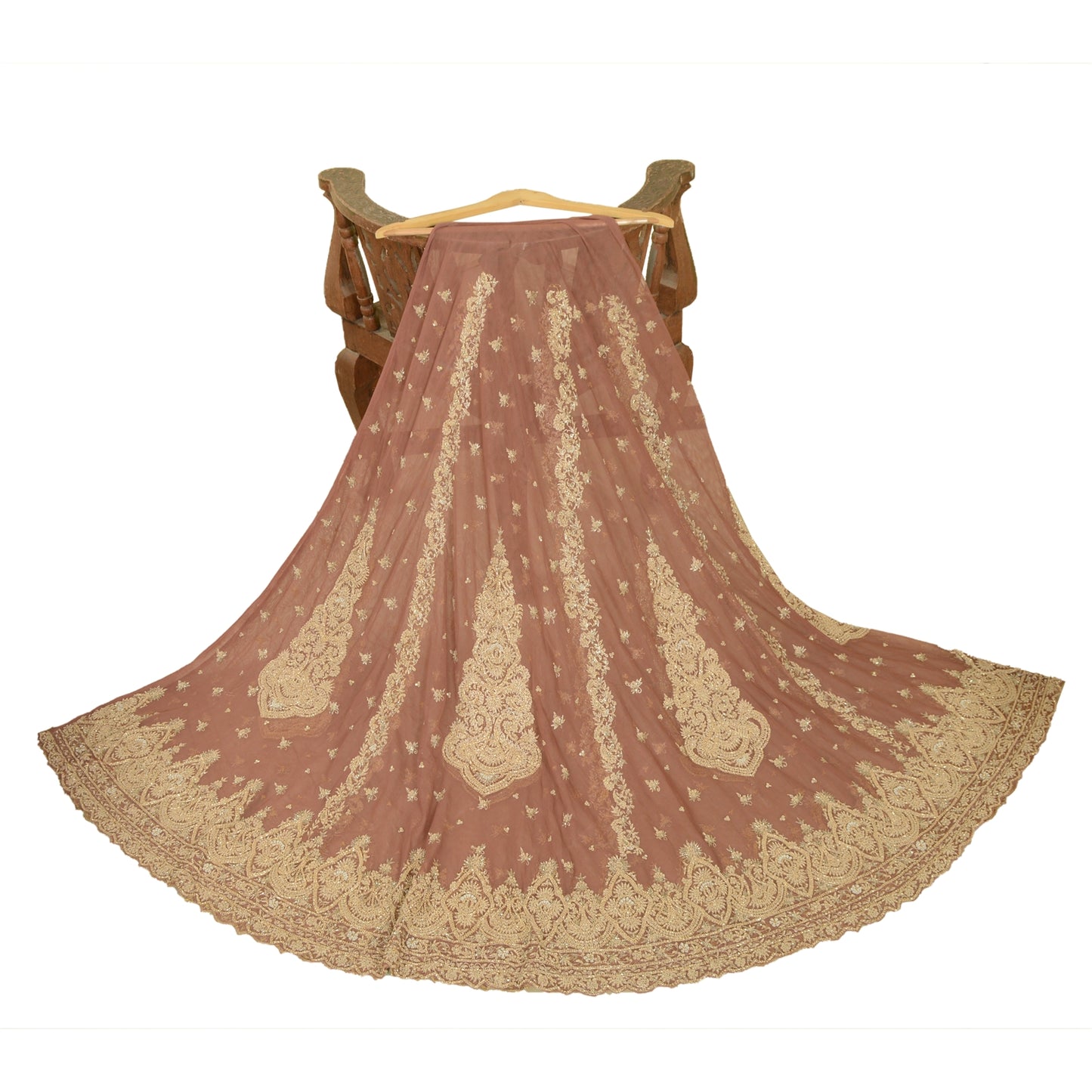 Sanskriti Vintage Rose Pink Long Unstitched Lehenga Net Hand Embroidered Zardozi