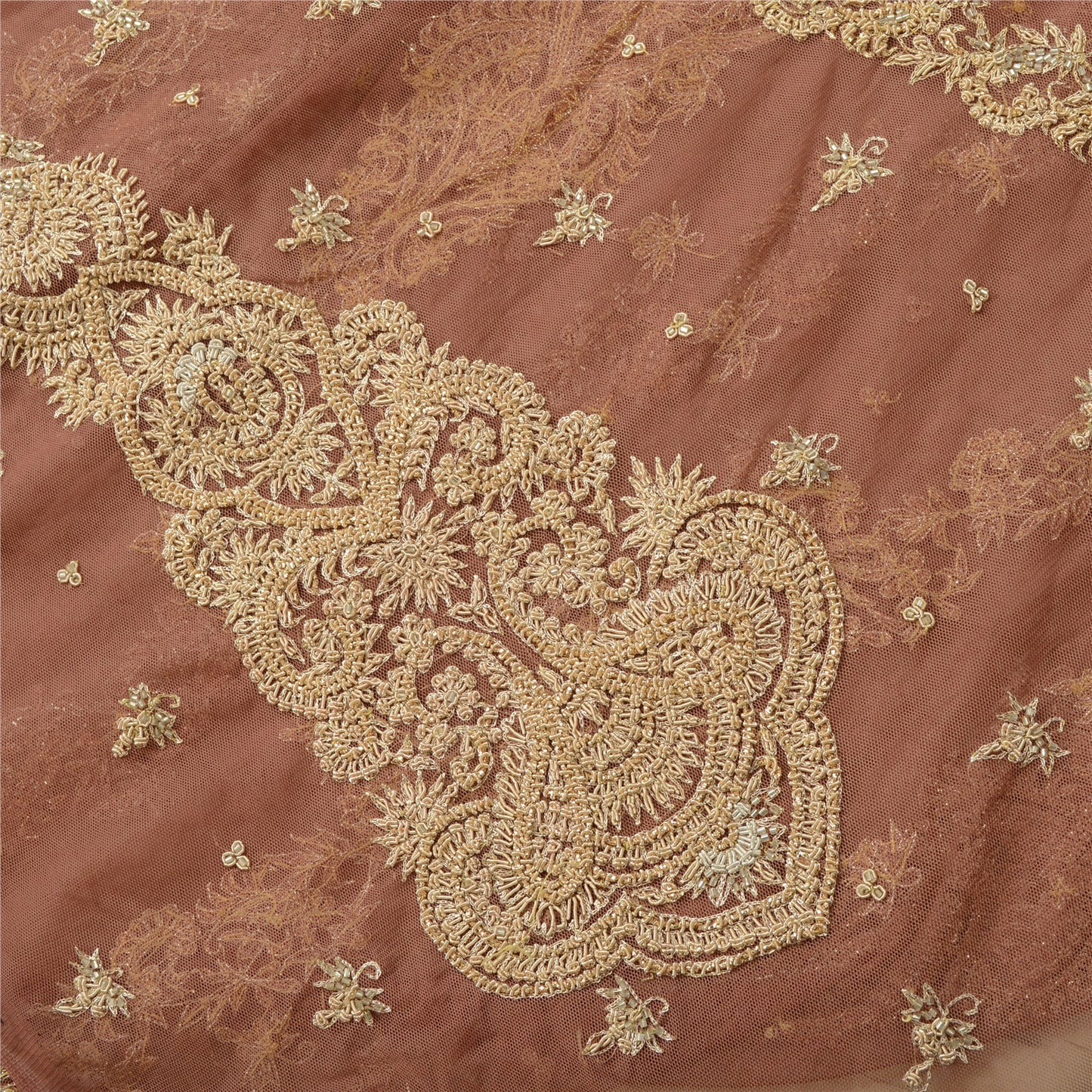 Sanskriti Vintage Rose Pink Long Unstitched Lehenga Net Hand Embroidered Zardozi