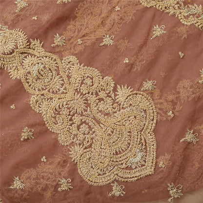 Sanskriti Vintage Rose Pink Long Unstitched Lehenga Net Hand Embroidered Zardozi