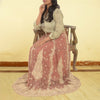 Sanskriti Vintage Rose Pink Long Unstitched Lehenga Net Hand Embroidered Zardozi