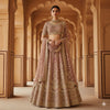Sanskriti Vintage Rose Pink Long Unstitched Lehenga Net Hand Embroidered Zardozi