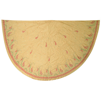 Sanskriti Vintage Cream Long Unstitched Lehenga PureSilk Hand Embroidery Zardozi