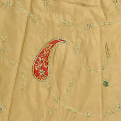 Sanskriti Vintage Cream Long Unstitched Lehenga PureSilk Hand Embroidery Zardozi