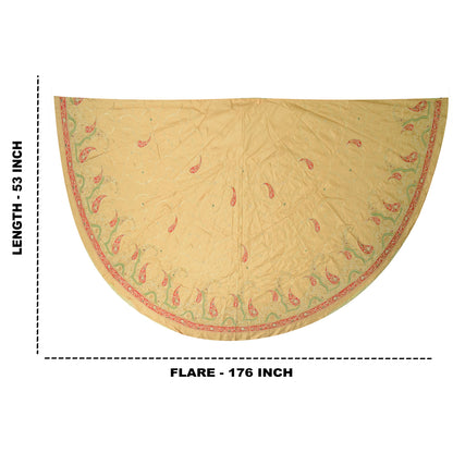 Sanskriti Vintage Cream Long Unstitched Lehenga PureSilk Hand Embroidery Zardozi