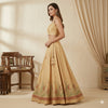 Sanskriti Vintage Cream Long Unstitched Lehenga PureSilk Hand Embroidery Zardozi