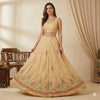 Sanskriti Vintage Cream Long Unstitched Lehenga PureSilk Hand Embroidery Zardozi
