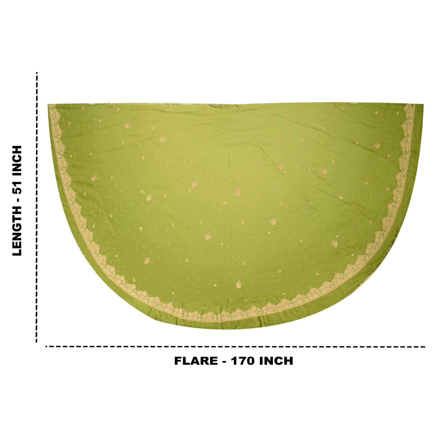 Sanskriti Vintage Green Long Unstitched Lehenga Pure Crepe Hand Embroidery Zari