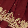 Sanskriti Vintage Red Long Unstitched Lehenga Pure Silk Hand Embroidery Zardozi