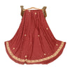 Sanskriti Vintage Red Long Unstitched Lehenga Pure Silk Hand Embroidery Zardozi