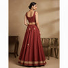 Sanskriti Vintage Red Long Unstitched Lehenga Pure Silk Hand Embroidery Zardozi