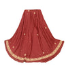 Sanskriti Vintage Red Long Unstitched Lehenga Pure Silk Hand Embroidery Zardozi